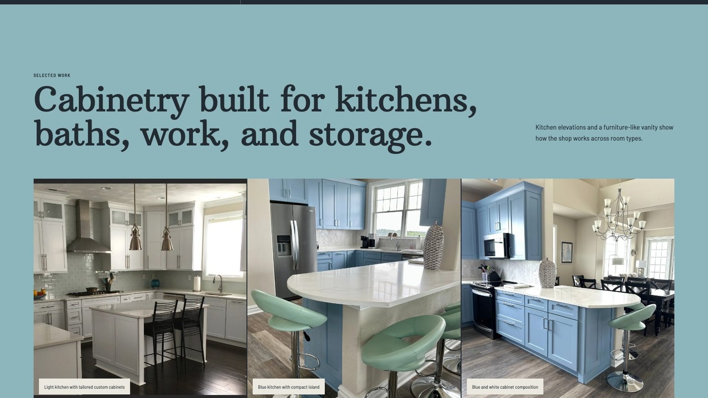 The project section of the new homepage